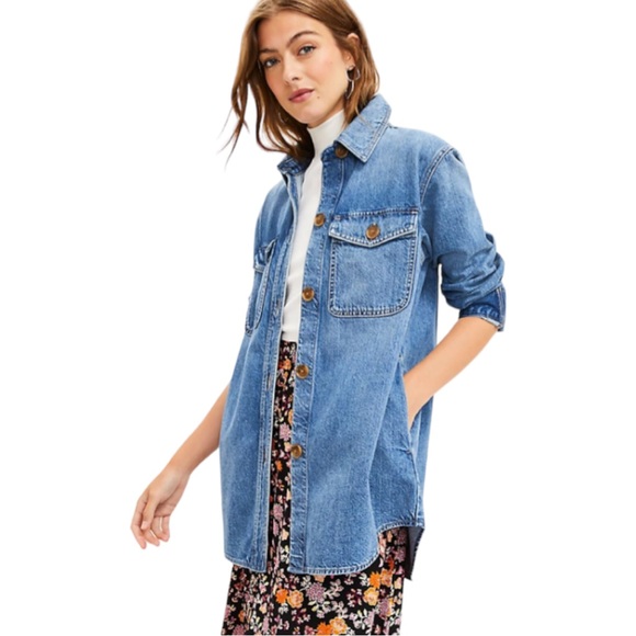 LOFT Jackets & Blazers - Loft Women's Petite Denim Shirt Jacket denim shacket, Sz MP